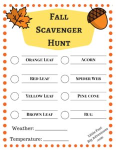 Fall Scavenger Hunt For Kids